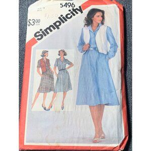 Simplicity Misses Dress Sewing Pattern sz 14 5496 - uncut
